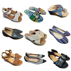Bulk Women’s Flats and Sandals Shoe Lot of 9 Name Brand Wholesale Reseller